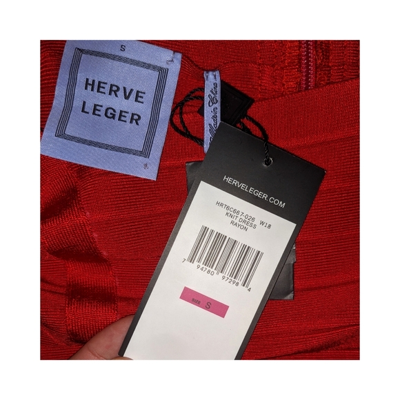 Authentic NWT Herve Leger Red Bandage Dress - Picture 6 of 6